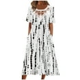 thumbnail image 2 of EQWLJWE Robes pour Femmes 2023 Mode de Fête Femmes Été Couleur Unie Décontractée Col Rond Manches Courtes Robe de Vacances Liquidation Robes pour Femmes, 2 of 5