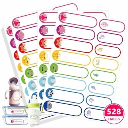 528 Pcs Baby Bottle Labels for Daycare Essentials, Waterproof Baby Name Label, Washable Bottle Labels, Reusable Self-Adhesive Tag Stickers for School Essentials, Self-Laminating Write-on