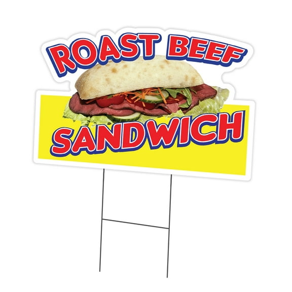 Roast Beef Sandwich 12" x 16" Yard Sign & Stake | Advertise Your Business | Stake Included Double Sided Image | Made in The USA