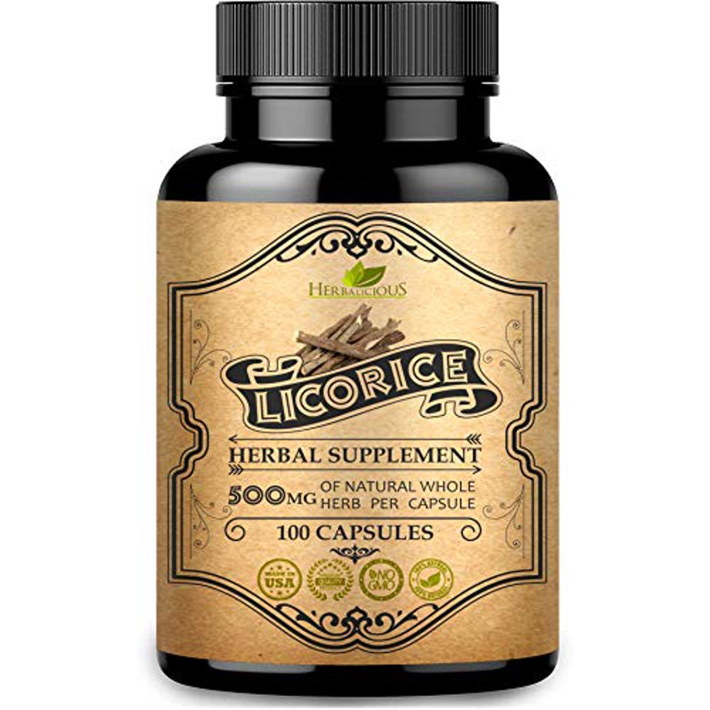 HERBALICIOUS Licorice Root Capsules Pure Organic Glycyrrhiza Glabra