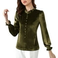 thumbnail image 4 of Craaazy Women's Solid Color Long-Sleeve Velvet Crewneck Tops Gifts, 4 of 7