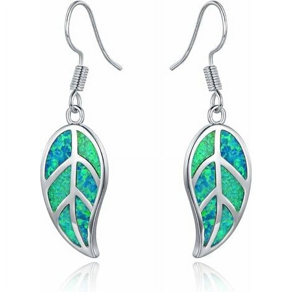 White or green opal leaf special pendant earrings stainless steel plate practical
