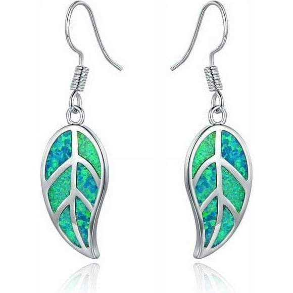 White or green opal leaf special pendant earrings stainless steel plate practical