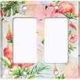 thumbnail image 6 of Metal Light Switch Plate Outlet Cover Tropical Pink Flamingo Flower Leaves Rainbow FGO006, 6 of 13