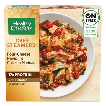 Healthy Choice Cafe Steamers Four-Cheese Ravioli & Chicken Marinara Frozen, 10 oz. (Frozen)
