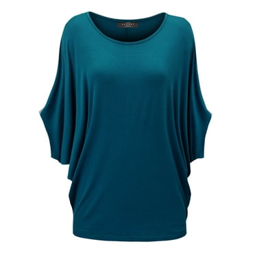 Made by Johnny Women's Scoop Neck Half Sleeve Batwing Dolman Top XXXL TEAL
