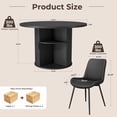 thumbnail image 2 of Hawsaiy 5-Piece Dining Table Set for 4, 47" Round Dining Table Set with 4 PU Leather Dining Chairs, Modern Farmhouse Table Set for Dining Room (Black+Black), 2 of 10