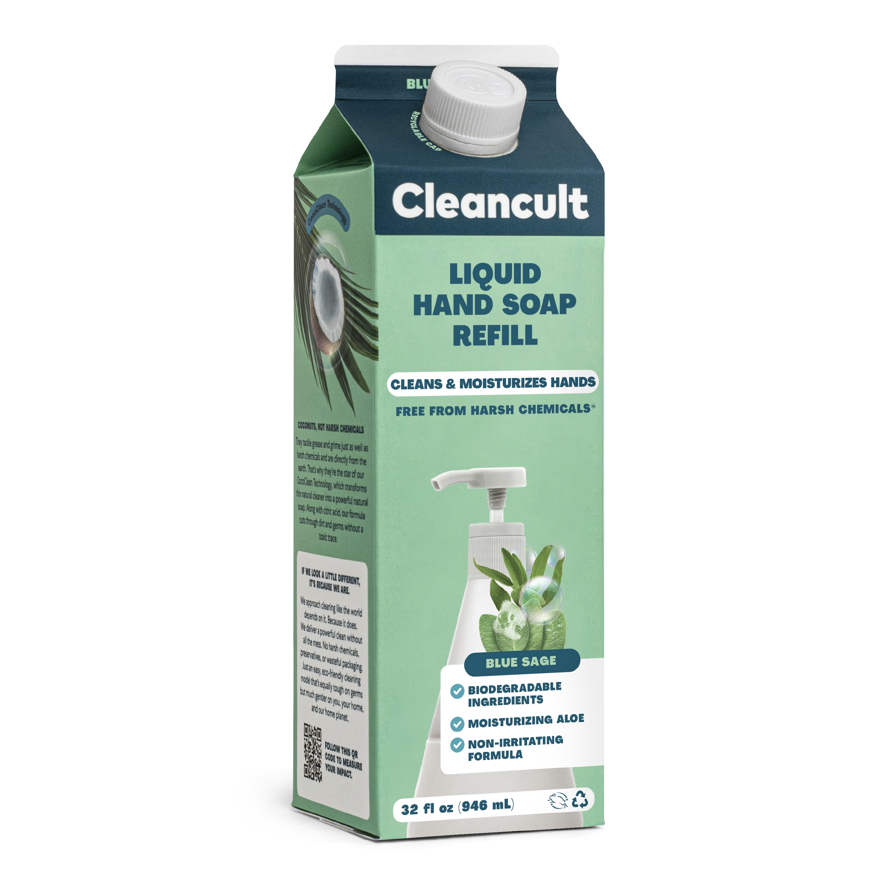 Cleancult Liquid Hand Soap Refill, Blue Sage Scent, 32 oz