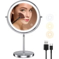 thumbnail image 1 of Zelaxy Makeup Mirror 8 Inch, Vanity Mirror with Light Double Sided 1X 10X Magnifying Mirror, Makeup Mirror with Light 3 Color Lighting, Led Mirror Brightness Adjustable (Silver), 1 of 7