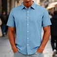 thumbnail image 2 of Trgacdwlo S-5XL Light Blue Button Down Shirt Men Collared Short Sleeve Men's Dress Shirts Big and Tall Summer Vacation Mens Shirts Casual, 2 of 7