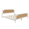 thumbnail image 4 of MODERNLUXE King Size Rattan Bed Frame with Rattan Headboard and Wood Slats, Easy Assembly,Antique White, 4 of 7