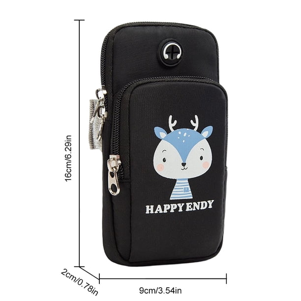 Estuche para teléfono con brazalete de dibujos animados para teléfonos inteligentes de hasta 5.5 pulgadas (ciervo negro) Ndcxsfigh Para Estrenar
