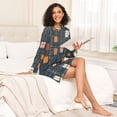 thumbnail image 5 of FORMRS Womens Long Sleeve Nightgowns Crew Neck Sleep Shirt Soft Pajamas Sizes S-3XL, Orange Checkered Pattern, 5 of 8