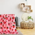 thumbnail image 5 of Pink Strawberry Fuzzy Blanket Fruit Theme Throw Blanket Watercolor Decorative Soft Cozy Flannel Blanket for Home Bed Sofa Couch Chair, Pink, 5 of 7