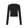 thumbnail image 3 of Kaemgyyd Womens Long Sleeve Shirts Basic Solid Color Crop Tops Fall Fashion Layering Slim Tight Going out Tee, 3 of 4