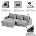 thumbnail image 5 of 95.3" Modular Sectional Sofa, Modern 3 Seat Sectional Sofa Couch with Storage Space, Movable Ottoman, 2 USB Ports, 2 Cup Holders and a Phone Holder, Lounge Cloud Couch for Living Room, Grey, 5 of 8