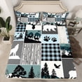 thumbnail image 2 of Homewish Rustic Bohemain Tribal Twin Sheet Sets,Safari Wolves Deer Twin Fitted Sheet,Blue Gray White Flat Sheet For Men Women,Super Cozy Room Decor,3pcs, 2 of 7