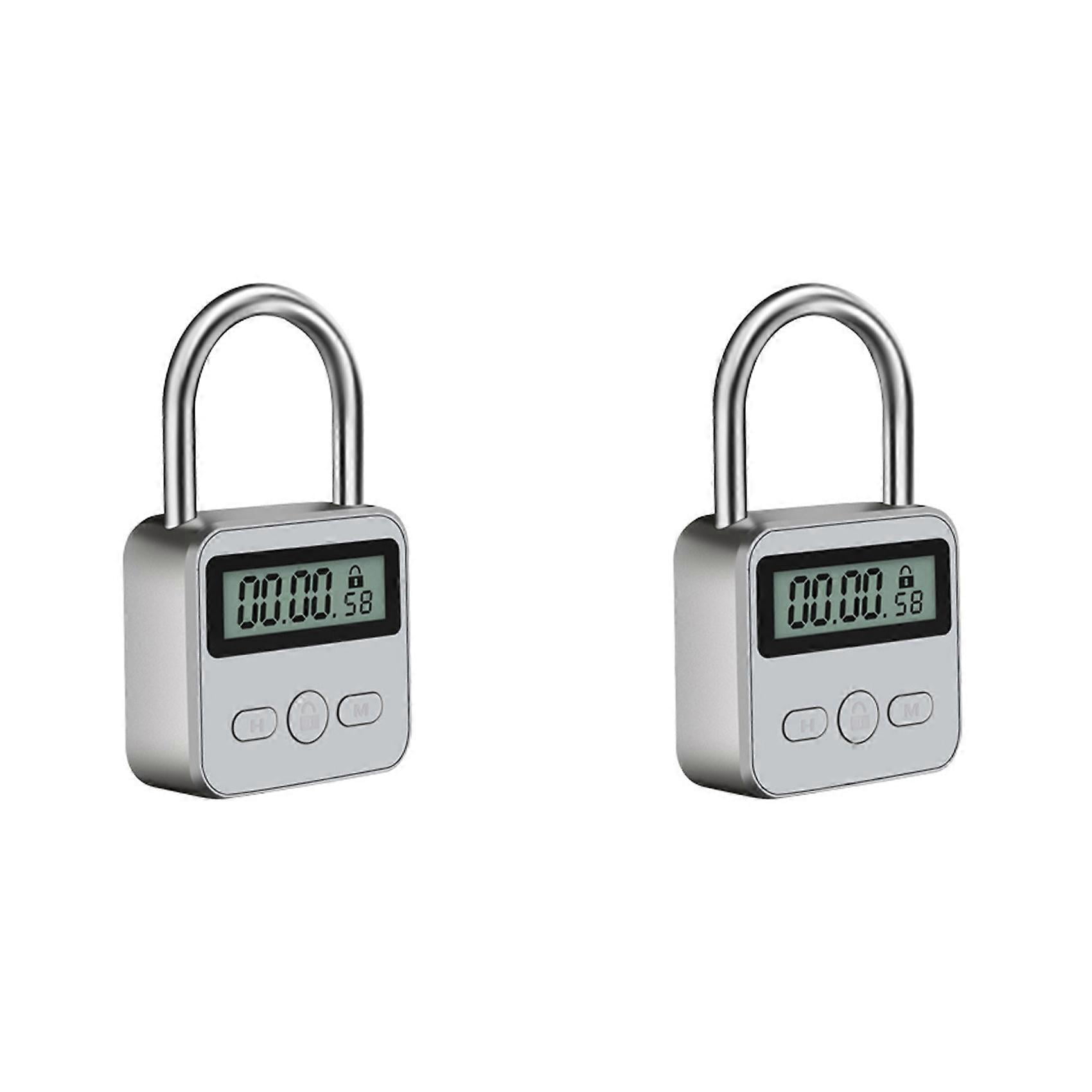 Padlocking Function 2X Metal Timer Lock LCD Display Multi-Function Electronic Time 99 Hours ...