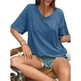 thumbnail image 5 of Summer V Neck Women Short Sleeved Solid T Shirt Tops, 5 of 5