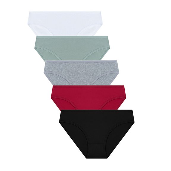 Panties for Women,5 Pack Athletic Casual Low Rise Panties Soft Breathable Comfort Underwear for Everyday Wear 5PCS,Womens Underwear,Red,M