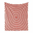 thumbnail image 1 of Spires Soft Flannel Fleece Blanket, Tapering Spiral Concentrate Emanates to a Point Centripetal Planar Curve Image Print, Cozy Plush for Indoor and Outdoor Use, 50" x 60", Red White, by Ambesonne, 1 of 6