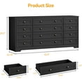 thumbnail image 3 of 12 Drawers Dresser for Bedroom Wooden, Modern Wide TV Stand Dressers for 65 Inch TV, Wood Chest of Drawers, Farmhouse Clothes Storage for Living Room, Hallway, Black, 3 of 7