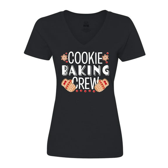Inktastic Christmas Cookie Baking Crew with Oven Mitts Women's V-Neck T-Shirt