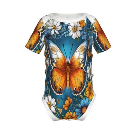 

Junzan Spring Butterfly Flowers Print Short-Sleeve Baby Climbing Clothes Bodysuits for Infant One-Piece for Baby Boys & Girls Baby Clothes Baby Romper with Snap Closure-2 Years