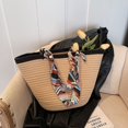 thumbnail image 3 of Bolso tejido pastoral para mujer, gran capacidad, primavera, verano, nuevo, para vacaciones, cesta de verduras, bolso de hombro, bolso de playa, venta al por mayor, 3 of 5