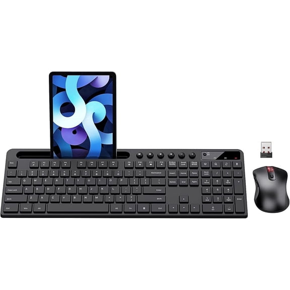 Marvo Wireless Keyboard and Mouse Combo, 2.4G, Low Profile, Fluid Precise, Quiet, Tablet Holder,Black
