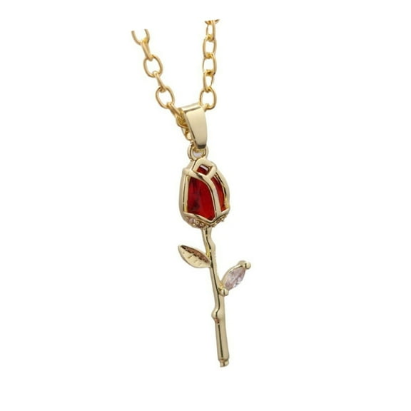 Ciwanning Fashionable Delicate Tulips Design Necklace in Gold with Crystals Accent Ideal for Daily Wear or Parties Supplies