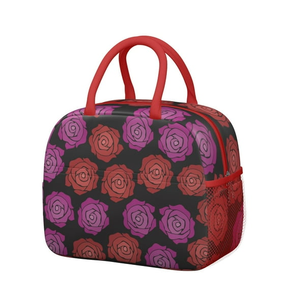 Reusable Floral Lnsulated Lunch Bag for Women & Men-Leakproof Water-Resistant Cooler Tote,Large Capacity(10.6x8.7x6.3in)for Work,Office,Travel,Picnic,Beach.