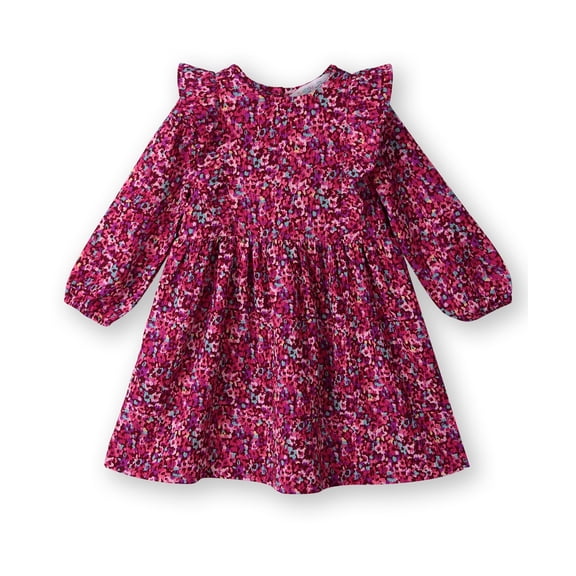 Vestido Beebay con estampado abstracto y volantes, color marrón rojizo, 6 años