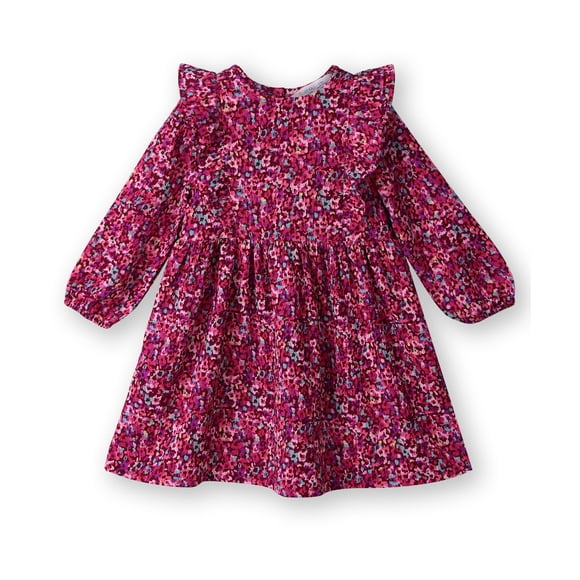 Vestido Beebay con estampado abstracto y volantes, color marrón rojizo, 6 años