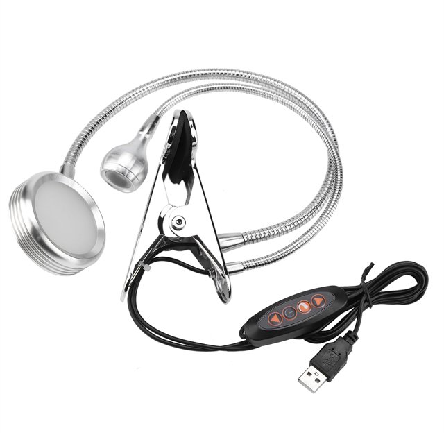 Protección para los ojos Lámpara de abrazadera con clip de doble cabeza Luz de cuello flexible de color ajustable (cálida)
