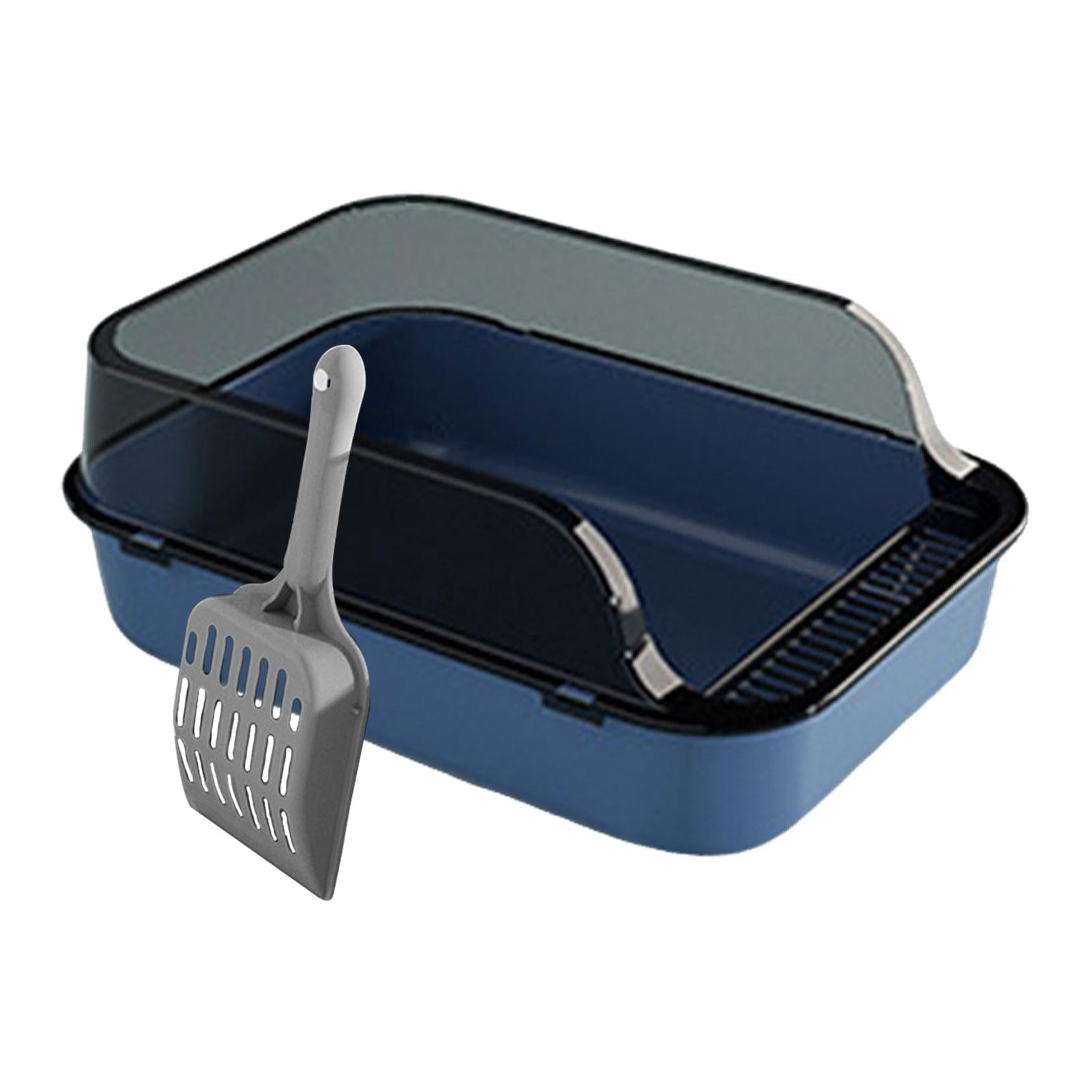 yotijay Cat Anti Splashing Kitty Litter Pan Detachable Semi Enclosed Portable Blue