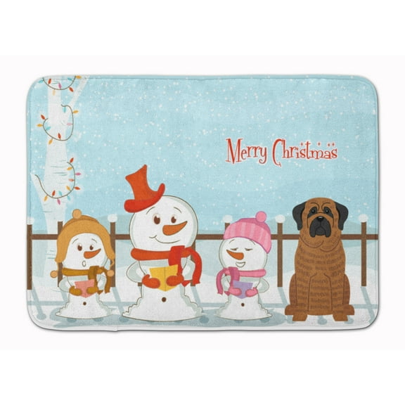 Merry Christmas Mastiff Brindle Machine Washable Memory Foam Mat