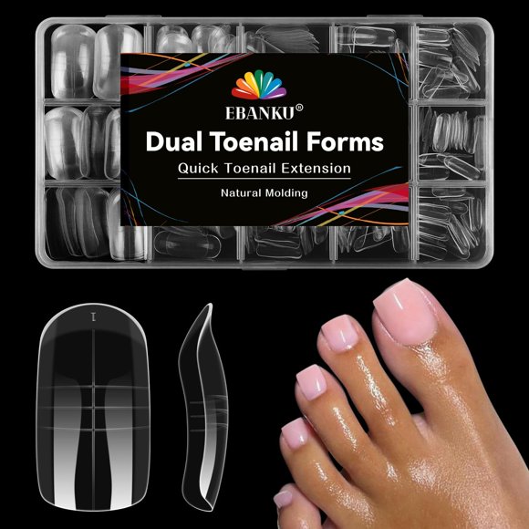 Toe Dual Nail Forms, 300 unidades, para gel de extensión de polietileno EBANKU