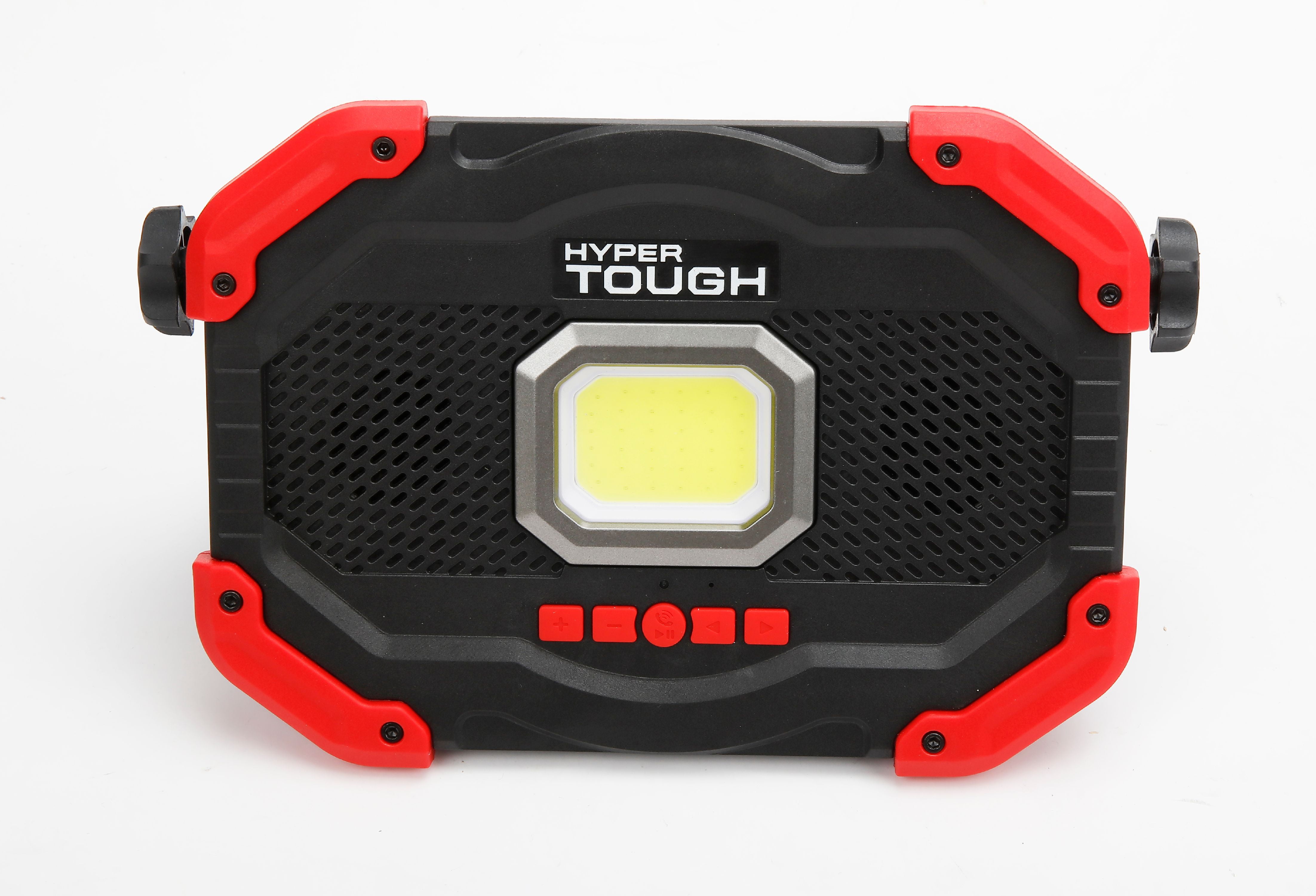 Hyper Tough 1200-Lumen Rechargeable Work Light, Bluetooth Speaker, Black, R...