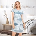 thumbnail image 6 of Women's Sleep Dress Nightgown with Short Sleeves Blue and Gray Sharks Pattern Sleepwear Sizes S-2X, 6 of 6