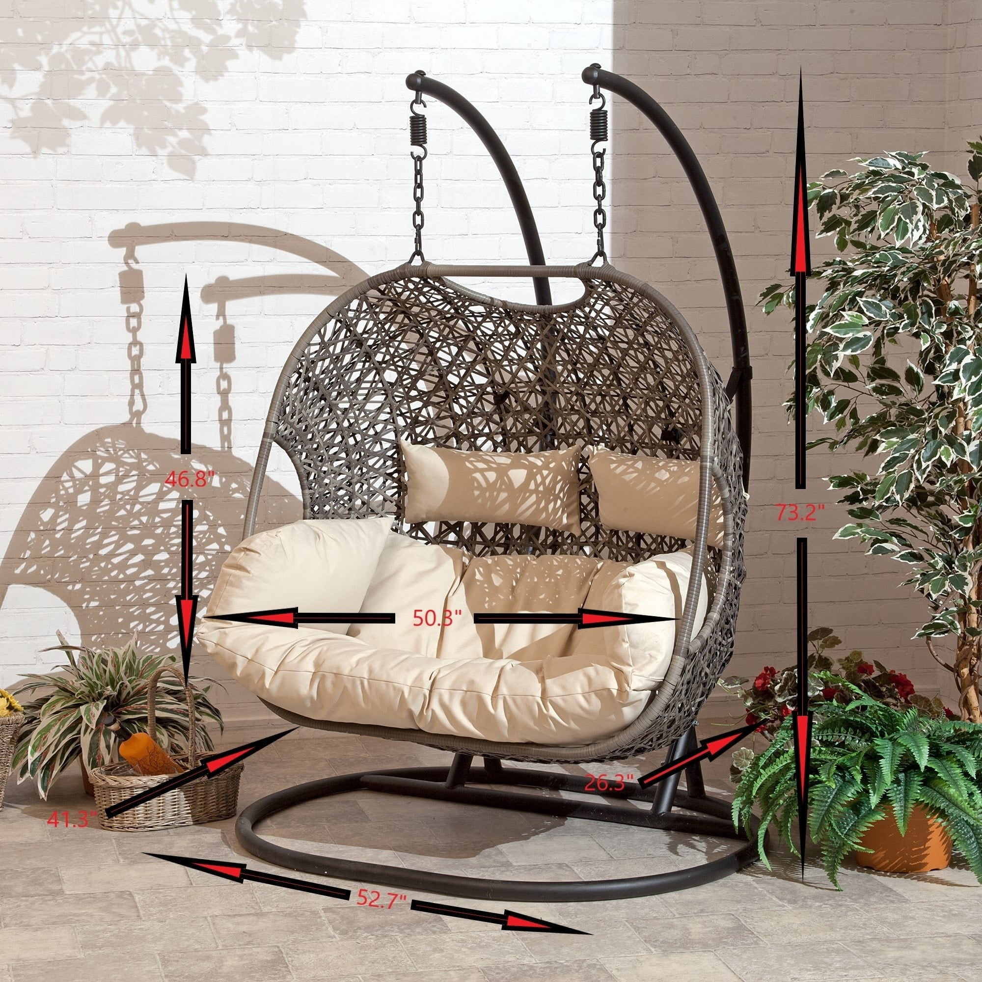 Brampton Espresso Aluminum Cocoon Hanging Swing Chair for Patio Porch Garden Yard Woven Round Outdoor Furniture Walmart