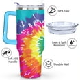 thumbnail image 3 of 40oz Boho Tie Dye Stainless Steel Flip Straw Tumbler Spill Proof Travel Cup Double Wall Vacuum Insulated Coffee Mug with Top Handle, 3 of 6