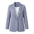 thumbnail image 4 of Women's Striped Blazer Open Front Lightweight Long Sleeve Jacket Business Casual Office Work Wear Top, 4 of 6