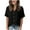 Black, variant on Heisall Womens Blouses Short Sleeve Button-Down Collar Casual Solid Color Crinkle Rayon Shirts Fashion
