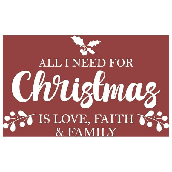 Vinyl Wall Art Decal - All I Need For Christmas Is Love, Faith & Family - 17" x 28" - Inspiring Lovely Quote Sticker For Living Room Doors Windows School Coffee Shop Holyday Season Decor