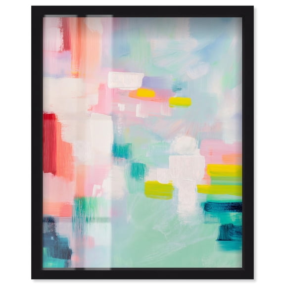 Mirthful Splashes III Shadowbox Print Bright Wall Decor by Art Remedy, Black Frame, 16 x 20