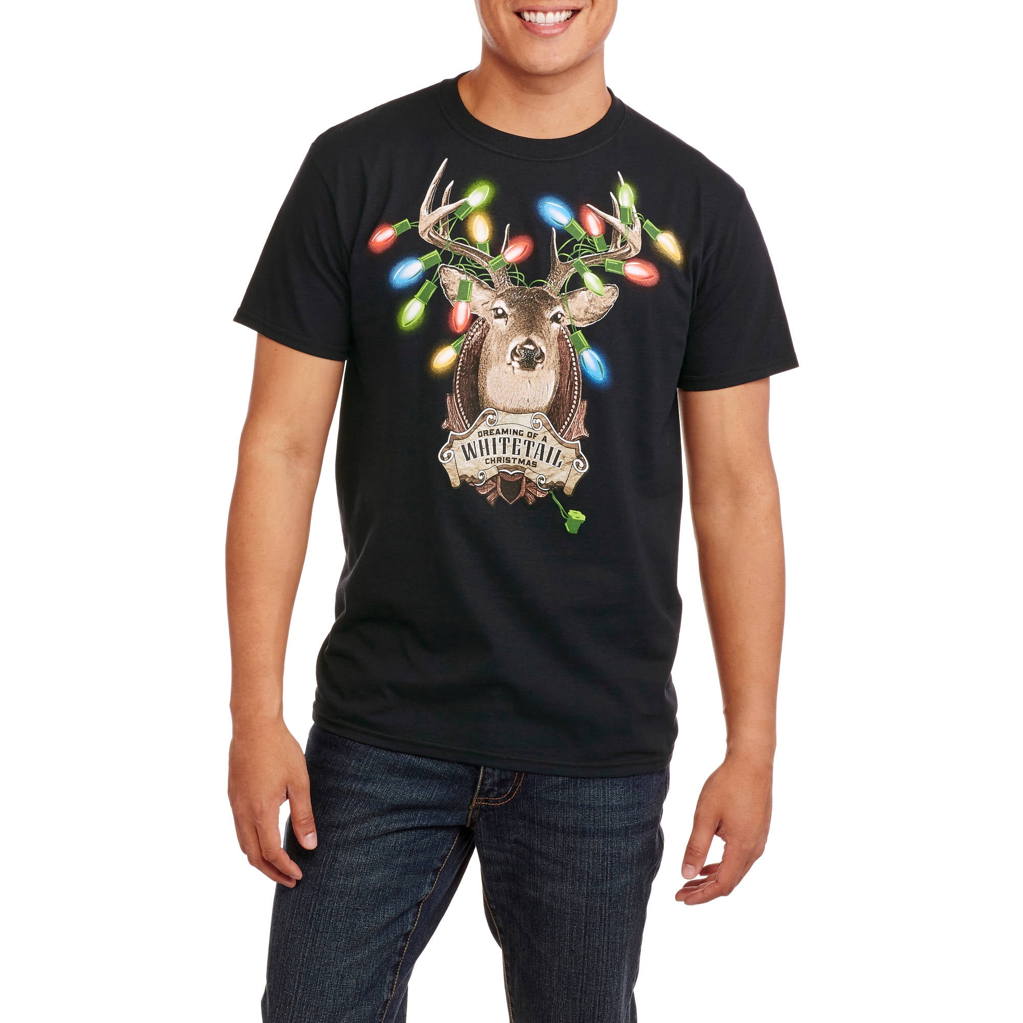 Whitetail Christmas Big Men's Graphic Tee Christmas Graphic Tees