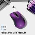 thumbnail image 6 of Wireless Mouse, 2.4GHz with USB Receiver, 1200 DPI Optical Tracking, 5 Buttons,Ambidextrous PC/Mac/Laptop -Purple, 6 of 7