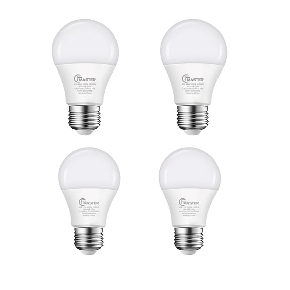 A19 LED Light Bulbs, 100 Watt Equivalent, Energy Efficient 11W, E26 Standard Base, Daylight White 5000K, Dimmable, 10,000 Hour Lifetime , 4-Pack