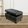 thumbnail image 5 of Aukfa 96" Leather Sectional Sofa with Storage Ottoman for Living Room, 2 Cup Holders, Right Facing Chaise, Black, 5 of 10